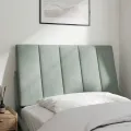 Coussin de tête de lit gris clair 90 cm velours