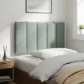 Coussin de tête de lit gris clair 90 cm velours