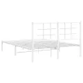 Cadre de lit métal avec tête de lit blanc 140x190 cm