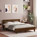 Cadre de lit avec tête de lit chêne marron 140x200 cm