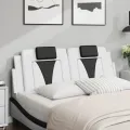 Coussin de tête de lit noir et blanc 120 cm similicuir