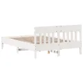 Cadre de lit avec tête de lit blanc 140x200 cm bois pin massif