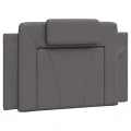 Coussin de tête de lit gris 90 cm similicuir