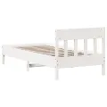 Cadre de lit avec tête de lit blanc 75x190cm bois de pin massif