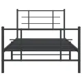 Cadre de lit métal avec tête de lit/pied de lit noir 107x203 cm