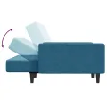 Canapé-lit à 2 places avec repose-pied bleu velours