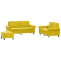 Ensemble de canapés 3 pcs avec coussins Jaune Velours
