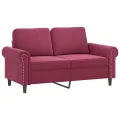 Canapé à 2 places Rouge bordeaux 120 cm Velours