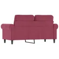 Canapé à 2 places Rouge bordeaux 120 cm Velours