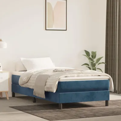 cadre de lit avec matelas Bleu foncé 100x200 cm