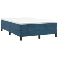 cadre de lit et matelas Bleu foncé 120x200cm Velours