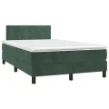cadre de lit et matelas Vert foncé 120x200cm Velours