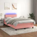 cadre de lit avec matelas LED Rose 120x200cm Velours