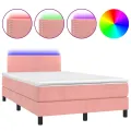 cadre de lit avec matelas LED Rose 120x200cm Velours