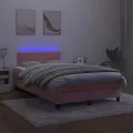 cadre de lit avec matelas LED Rose 120x200cm Velours