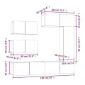 Ensemble de meubles TV 6 pcs Gris béton Bois d'ingénierie