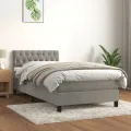 cadre de lit et matelas Gris clair 90x190 cm Velours