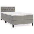 cadre de lit et matelas Gris clair 90x190 cm Velours