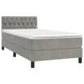 cadre de lit et matelas Gris clair 90x190 cm Velours