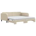 Lit de jour avec gigogne et matelas crème 100x200 cm tissu
