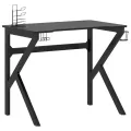 Bureau de jeu avec pieds en forme de K Noir 90x60x75 cm