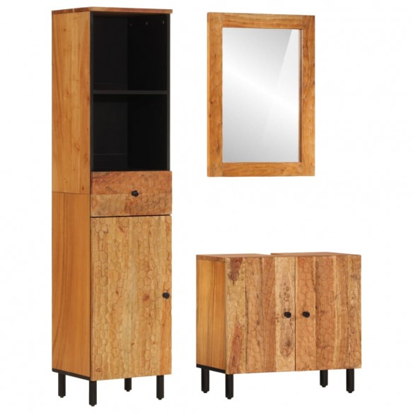 Ensemble d'armoires de salle de bain 3 pcs bois massif d'acacia