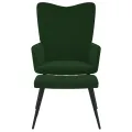 Chaise de relaxation avec repose-pied Vert foncé Velours