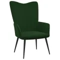 Chaise de relaxation avec repose-pied Vert foncé Velours