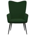 Chaise de relaxation avec repose-pied Vert foncé Velours