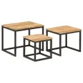Tables basses gigognes 3 pcs bois massif de manguier et fer
