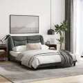 Cadre de lit avec tête de lit Gris foncé 140x200 cm Tissu