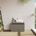 Banc de rangement avec coussin gris 80x51x52 cm résine tressée