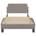 Cadre de lit avec tête de lit Taupe 90x190 cm Tissu