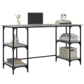 Bureau sonoma gris 140x50x75 cm métal et bois d'ingénierie