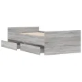 Cadre de lit avec tiroirs sonoma gris 75x190 cm