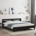 Cadre de lit avec tête de lit noir 180x200 cm bois d'ingénierie