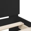 Cadre de lit avec tête de lit noir 180x200 cm bois d'ingénierie