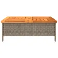 Table de jardin gris 70x70x25 cm résine tressée et bois acacia