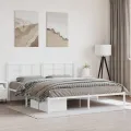 Cadre de lit métal avec tête de lit blanc 183x213 cm