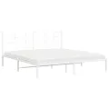 Cadre de lit métal avec tête de lit blanc 183x213 cm