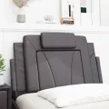 Coussin de tête de lit gris 80 cm similicuir