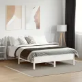 Cadre de lit et tête de lit blanc 140x190 cm bois de pin massif