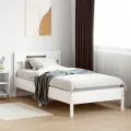 Cadre de lit avec tête de lit blanc 90x190cm bois de pin massif