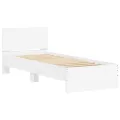 Cadre de lit avec tête de lit et lumières LED blanc 75x190 cm