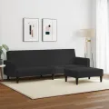 Canapé-lit à 2 places avec repose-pied noir velours
