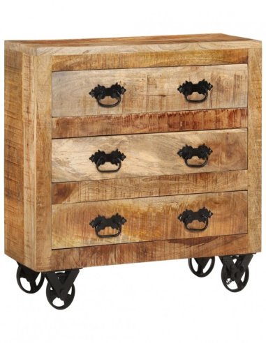 Buffet avec 3 tiroirs 80x30x65 cm bois de manguier brut massif