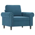 Fauteuil Bleu 60 cm Velours