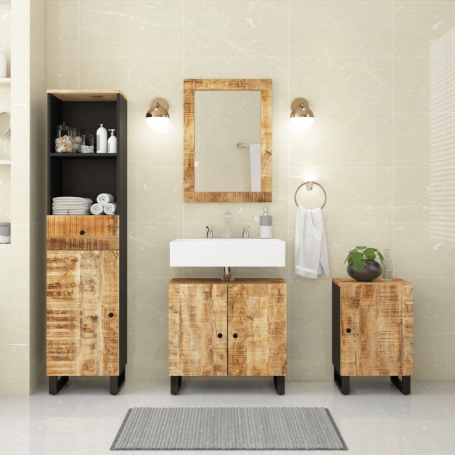 Ensemble de meubles de salle de bain 4 pcs bois manguier massif