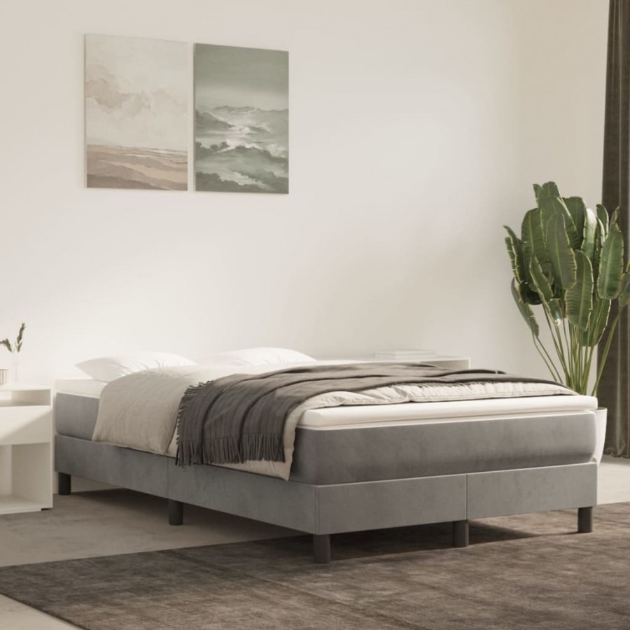 cadre de lit et matelas Gris clair 120x200cm Velours