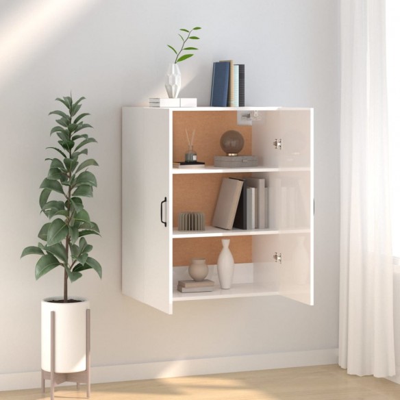 Armoire suspendue Blanc brillant 69,5x34x90cm Bois d'ingénierie